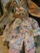 Primitve Bunny Rabbit Doll Tablecloth Lace Folkart Valentine Easter Bunny Doll Primitives photo 2