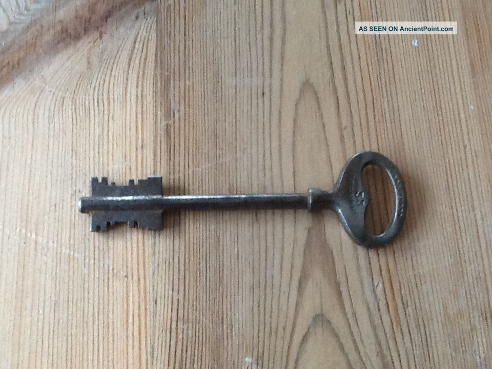 1 Rare Double Sided Antique French Cast Iron Chateau Door Key. C. 1800s