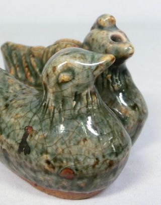 H837: Chinese Pottery Ware Water Pot Suiteki Of Bird Statue. photo