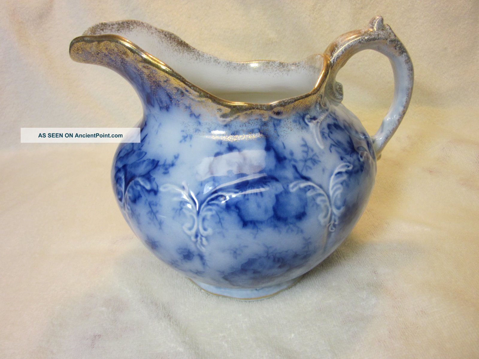 Large Antique Marked Warwick China American Flow - Blue Ceramic Pitcher Pitchers photo