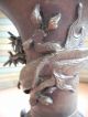 Signed In Red Antique Japanese Meiji Period Bronze Relief Dragon Vase 1800 ' S Vases photo 4
