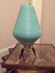 Mid Century Yellow Beehive Table Lamp Tripod Base W/ Extra Teal Beehive Shade Mid-Century Modernism photo 3
