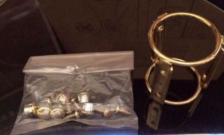 Vintage Brass Plated Tri Foot Glass Table. photo