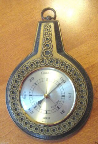 Antique Vintage Bronze Brass? Barometer Thermometer - Made In Germany 1940 ' S Rare photo
