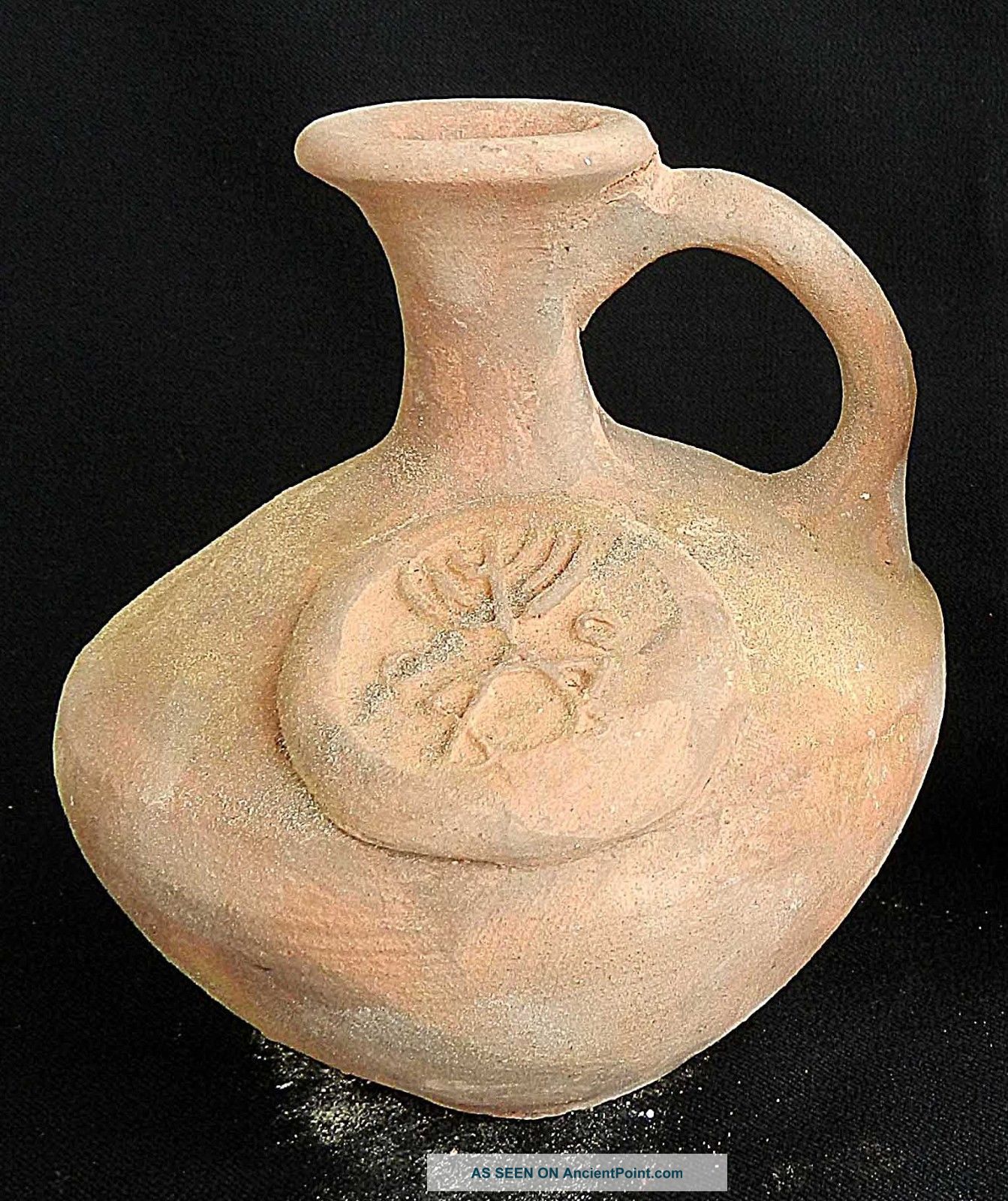 Biblical Ancient Holy Land Jerusalem Pottery Clay Jug Vase W David Star Menorah Holy Land photo