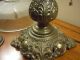 Vintage Cast Iron W/ Double Sockets And Heavy Glass Shade Lamps photo 4