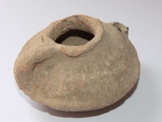 Ancient Terracotta Oil Lamp Early Islamic Short 8th Century Circle Style photo