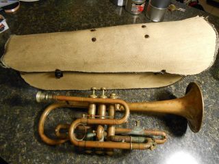 Vintage Antique Marceau Trumpet Coronet W/case,  Item History Academy photo