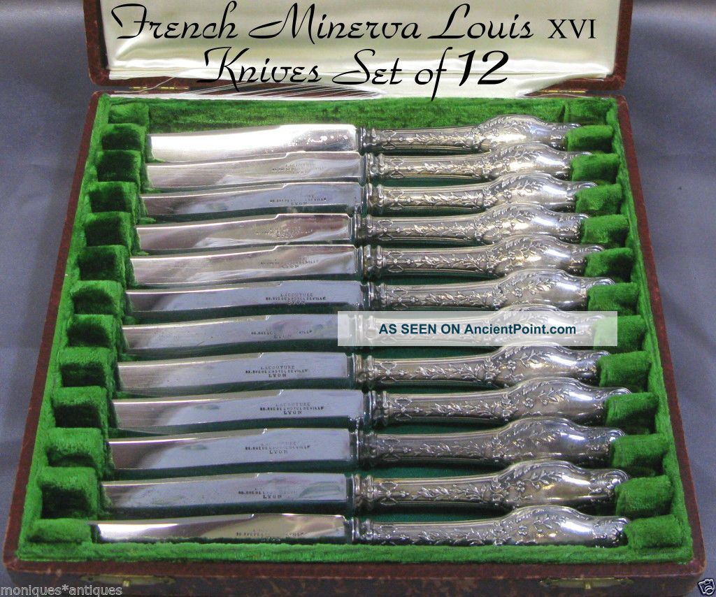 12 Emile Puiforcat French Sterling Knives W/box 1850 - 1899 France photo