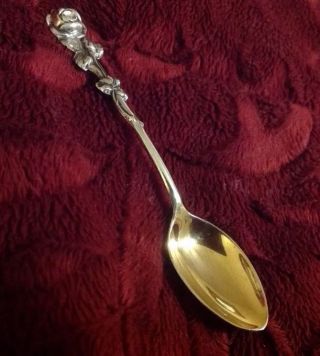 Reed & Barton Harlequin Tree Rose Sterling Silver Demitasse Spoon Gold Wash photo
