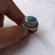 Men ' S Islamic Blue Turquoise Ring Afghan Antique Silver Engraved Intaglio 8 Islamic photo 1