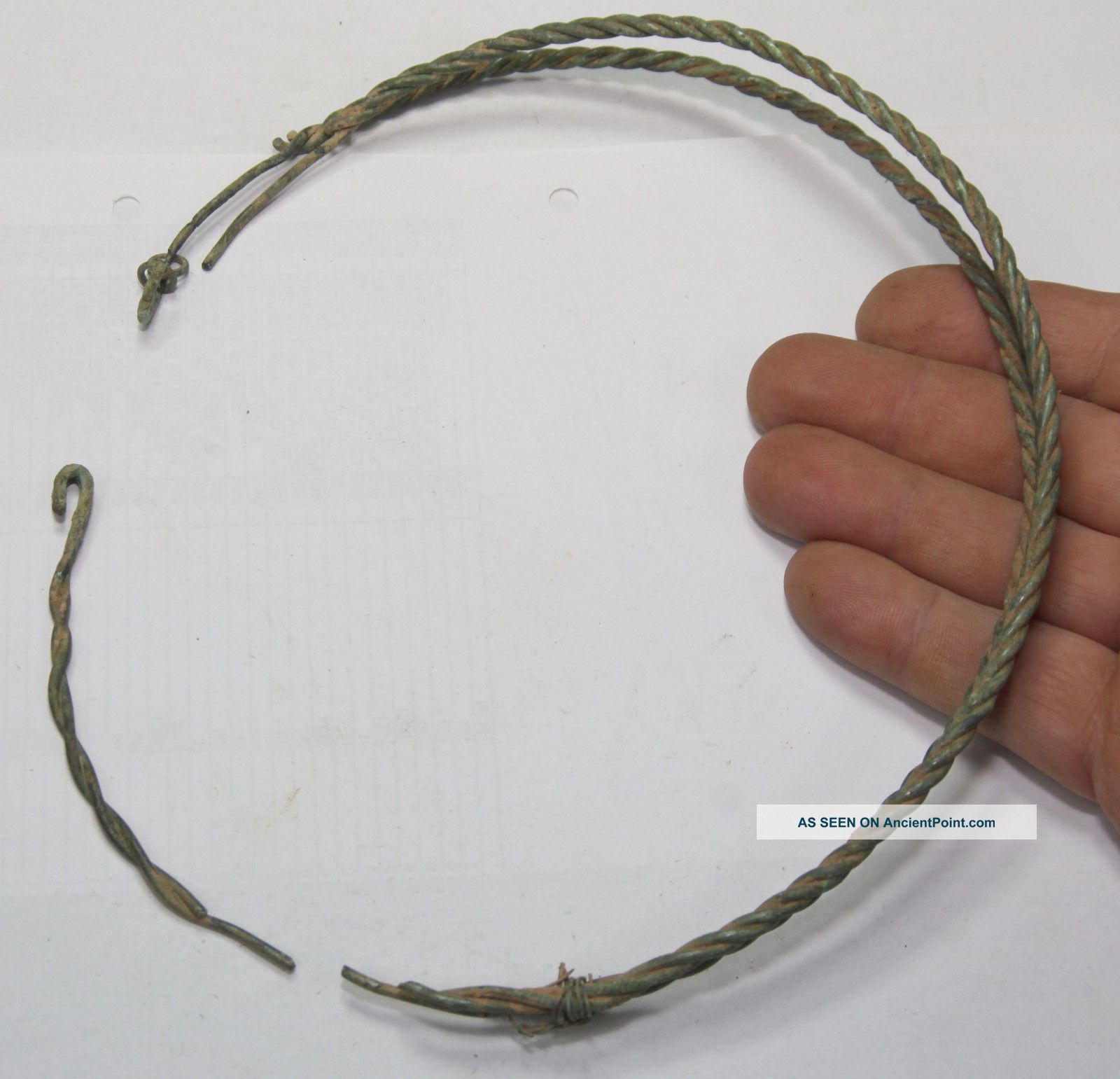 Ancient Viking.  Twisted Bronze Neck Torc.  Relic.  Big Size Viking photo