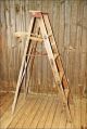 Vtg Wood Ladder Shelf 4 Step Barn Farm Primitive Shabby Quilt Rustic Rack Chic 3 Primitives photo 1