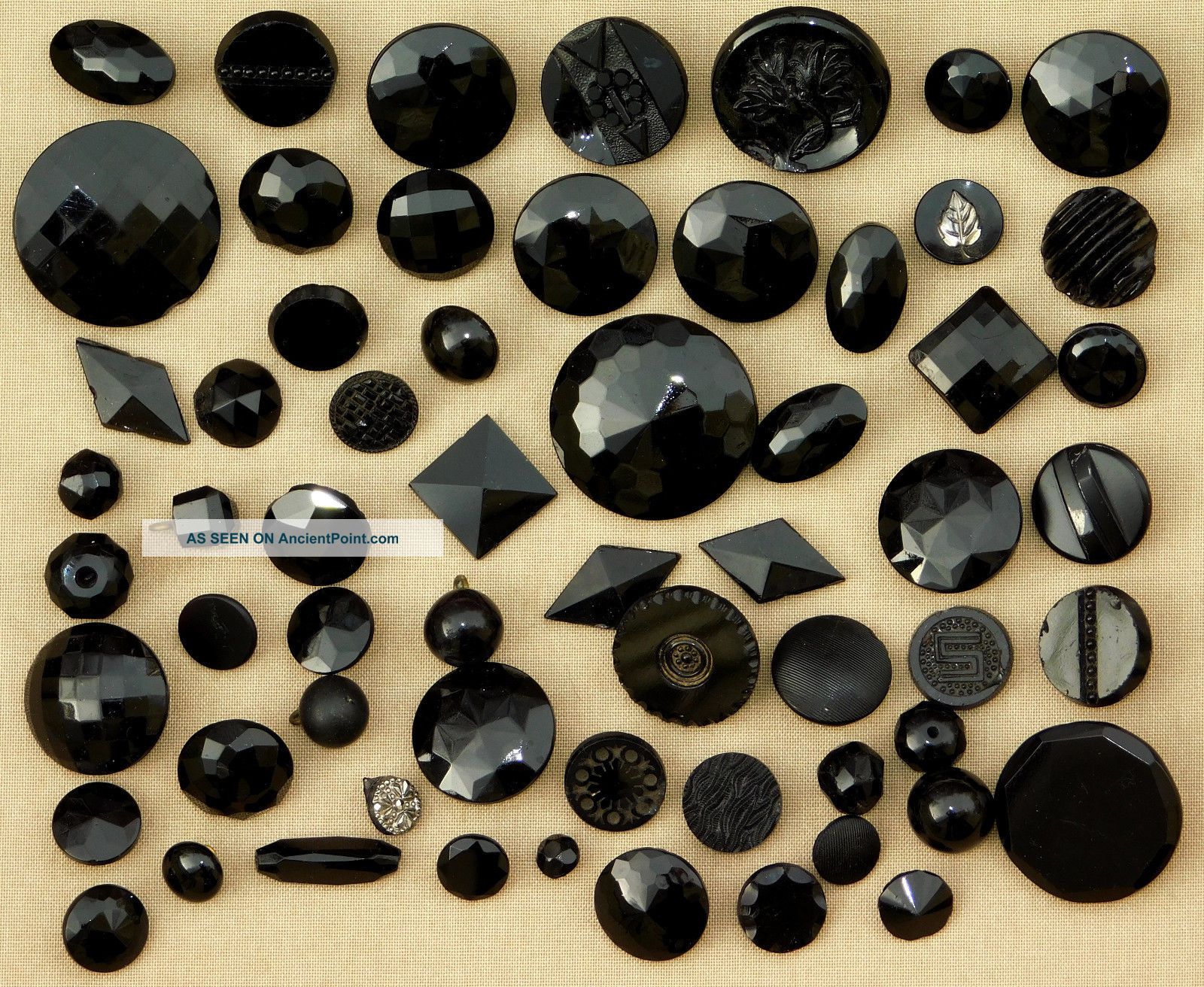 Antique Victorian Black Mourning Glass Buttons Lacy Luster Buttons photo