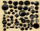 Antique Victorian Black Mourning Glass Buttons Lacy Luster Buttons photo 2