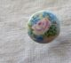 Antique Hand Painted Porcelain Button Roses Flower Pink Blue Floral Stunning Buttons photo 3