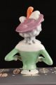 Rare Porcelain German Half Doll Bavarian Girl Large Hat W/ Plumes Victorian Hair Pin Cushions photo 2