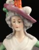 Rare Porcelain German Half Doll Bavarian Girl Large Hat W/ Plumes Victorian Hair Pin Cushions photo 5