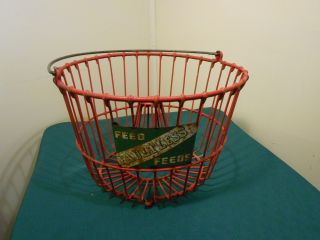 Rare Faultless Feeds Red Rubber Coated Wire Egg Gathering Basket/ Cone Center photo