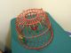 Rare Faultless Feeds Red Rubber Coated Wire Egg Gathering Basket/ Cone Center Primitives photo 1