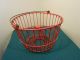 Rare Red Rubber Coated Wire Egg Gathering Basket/ Cone Center Primitives photo 2
