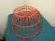 Rare Red Rubber Coated Wire Egg Gathering Basket/ Cone Center Primitives photo 3