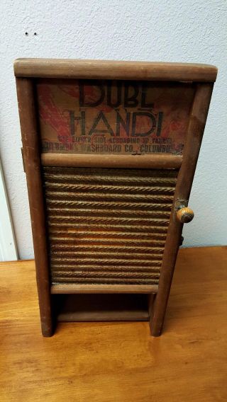Rare Vintage Wood Wall Dubl Handi Washboard Medicine Cabinet Country Style photo