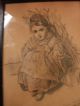 Rare 19th C French Little Girl Pencil Drawing - Signed / Dated L.  Labiche 1877 Victorian photo 3
