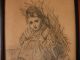 Rare 19th C French Little Girl Pencil Drawing - Signed / Dated L.  Labiche 1877 Victorian photo 5