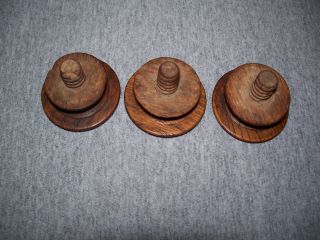 3 Rare Vintage Oak Knobs/pulls 2 