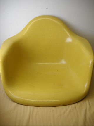 Vintage Herman Miller Eames Era Fiberglass Arm Chair Yellow No Legs Great Shape photo