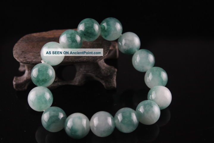 Natural 12mm Jade Jadeite Round Beads Stretchy Jade Bracelet 106 Bracelets photo
