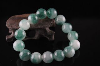 Natural 12mm Jade Jadeite Round Beads Stretchy Jade Bracelet 106 photo