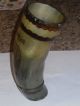 Vintage African Horn Signed Drinking Vessel Cup Decorated With Elephant Gambia Other African Antiques photo 3