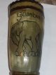 Vintage African Horn Signed Drinking Vessel Cup Decorated With Elephant Gambia Other African Antiques photo 8
