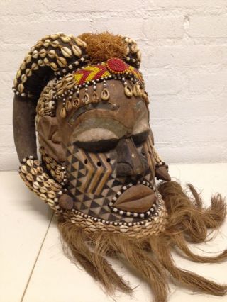 Congo: Very Rare & Large Tribal African Bwoom Kuba Mask. photo