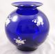 Vintage Cobalt Glass Vase With Applied Porcelain Flowers Vases photo 1