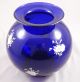 Vintage Cobalt Glass Vase With Applied Porcelain Flowers Vases photo 3