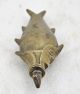 1850s Indian Antique Hand Crafted Engraved Brass Fish Shaped Perfume Bottle India photo 1