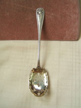 Whiting Sterling Silver Sifting Spoon Bead Pattern Dated 1898 & Name On Handle photo