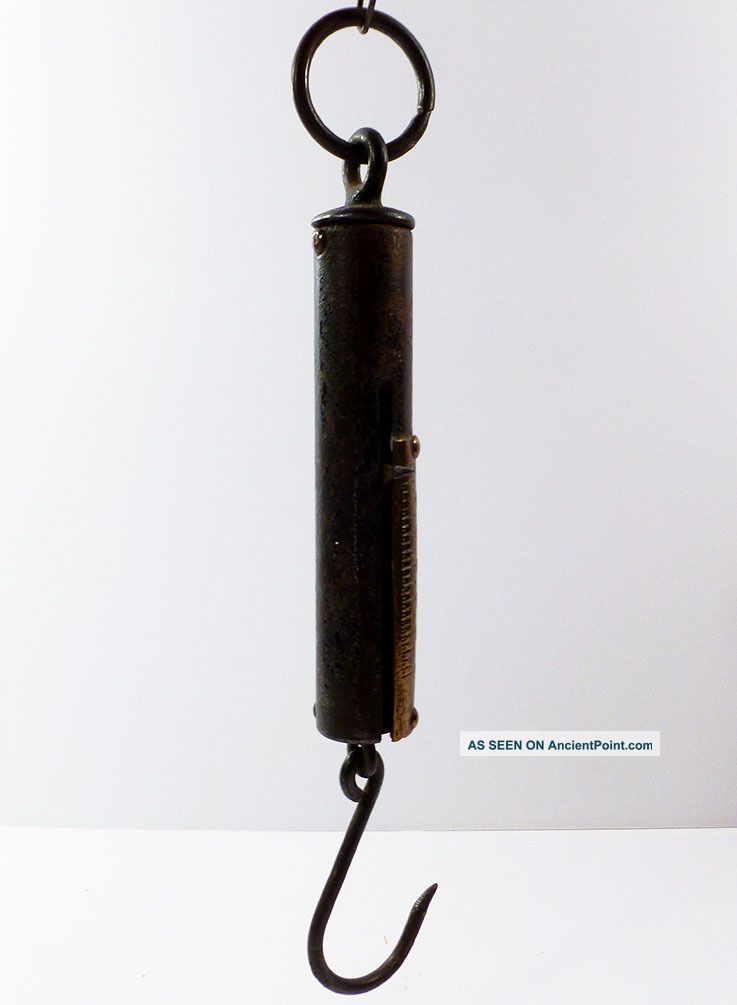 Antique Cast Iron C 1900 Spring Scale 25 Lb Capacity Brass Chart Fish Scales photo