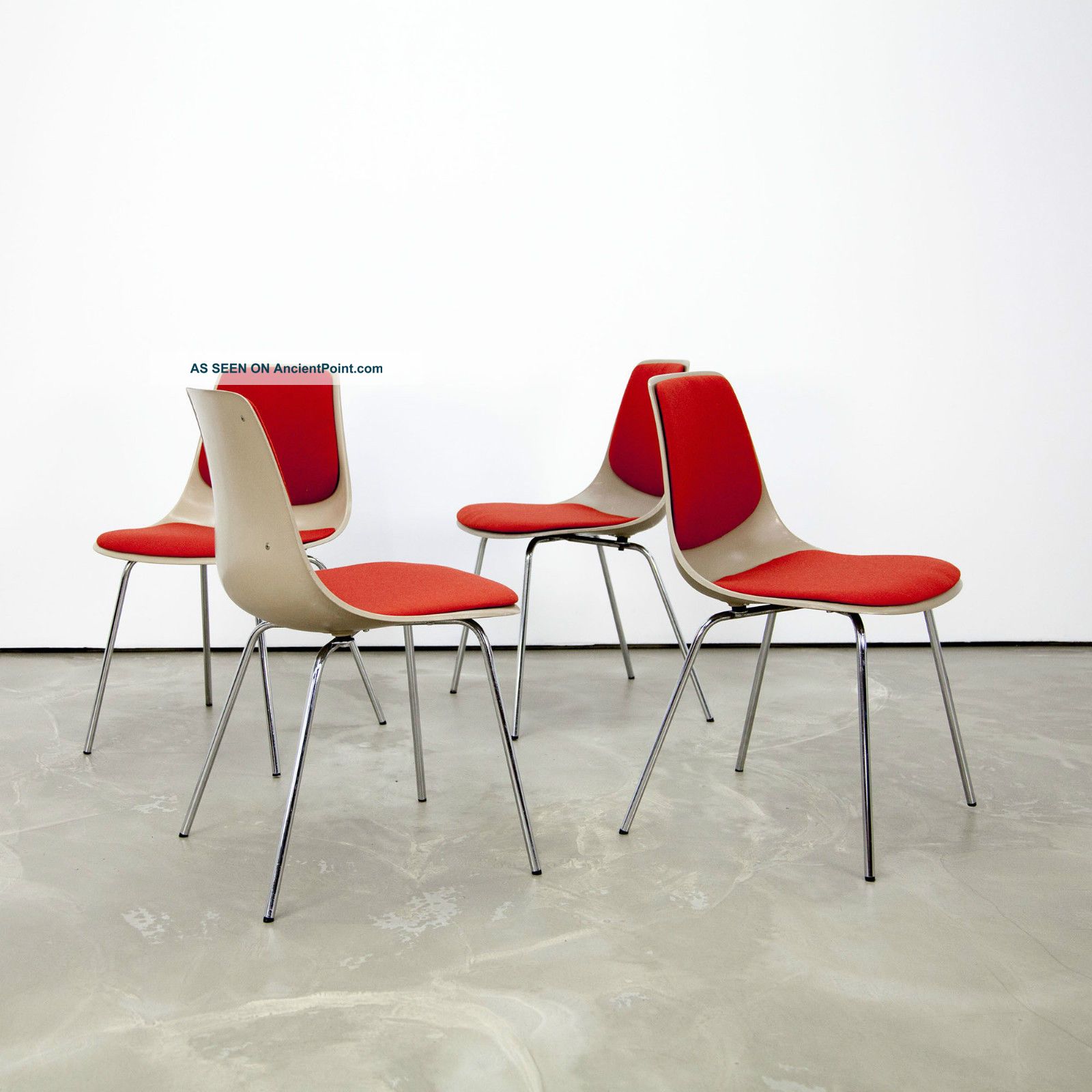 4 Mid Century Modern Fiberglass Side Chairs 224 By Wilkhahn 60s | Stühle 60er 1900-1950 photo