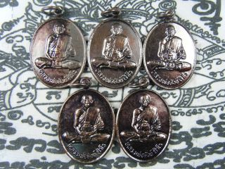 5x Buddhist Amulet Pendant Thai Buddha Monk Statue Phra Coin Rain Lp Sang photo
