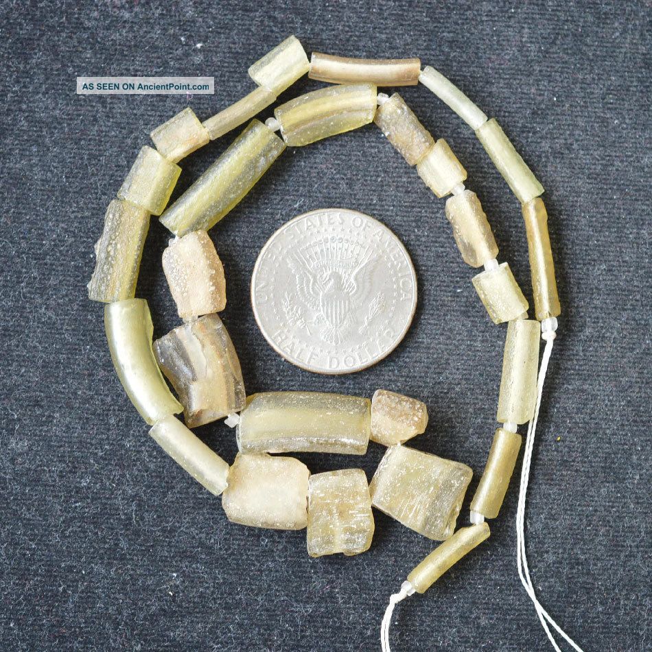 Ancient Roman Glass Beads 1 Medium Strand Yellow 100 - 200 Bc 0316 Roman photo