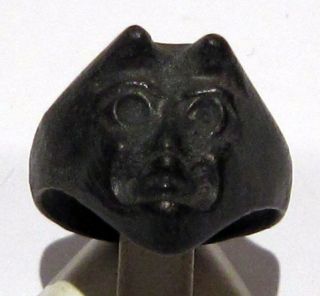 Very Rare 19th To 20th C Bronze Ring With A Head On Devil 853 photo