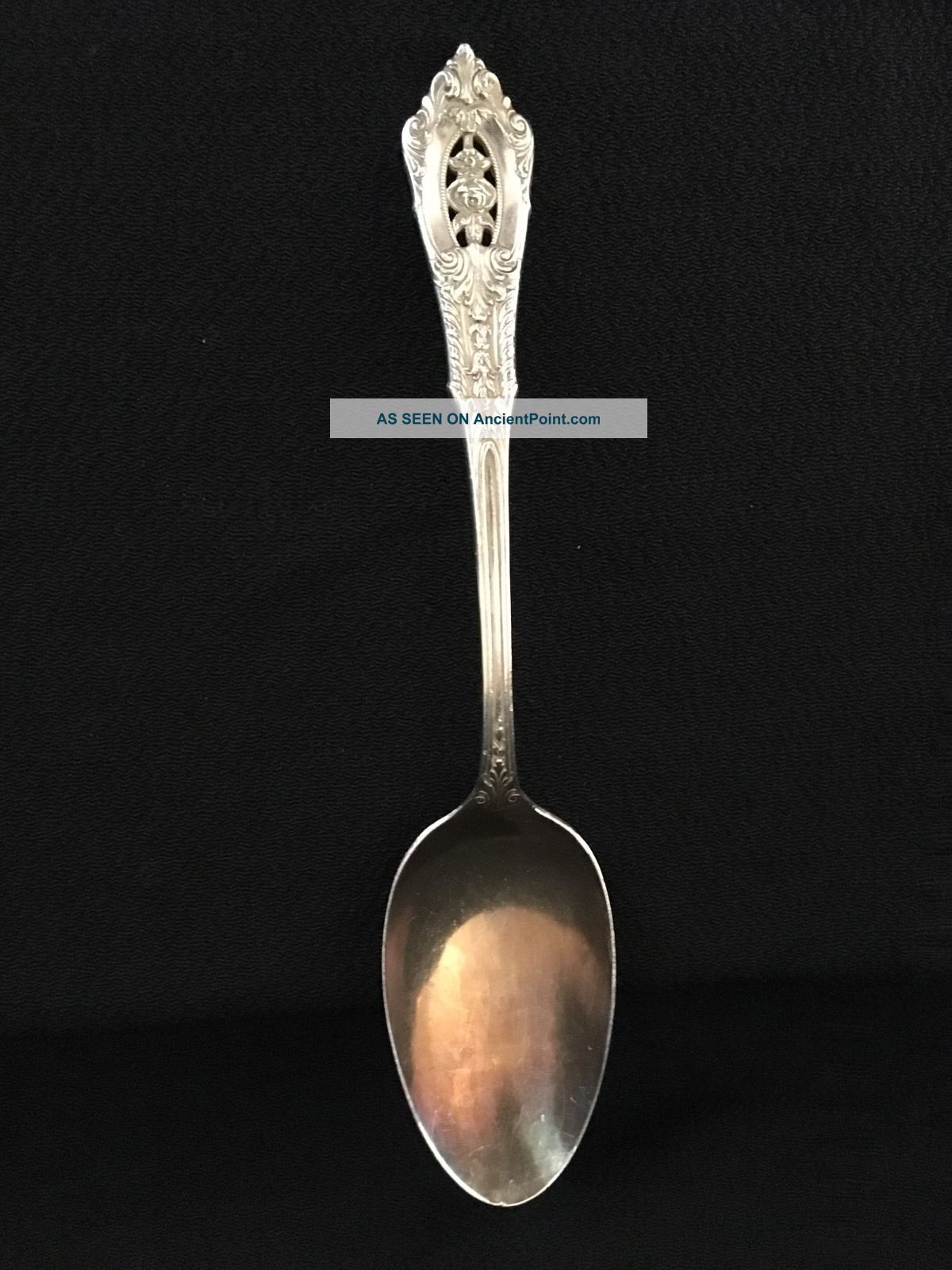 1940s Wallace Solid Sterling Silver Rose Point Table Spoon Server 8 3/8 
