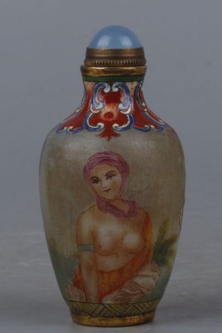 Exquisite Chinese Old Beijing Painting Glass Snuff Bottle photo