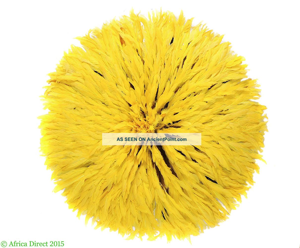 Juju Feather Headdress Bamileke Cameroon Africa Yellow Was $250 Other African Antiques photo