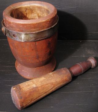 Large And Wonderful Mortar & Pestle Late 18th Early 19th Century photo