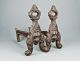 Antique Cast Iron Fireplace Keyhole Andirons Lion? Dog Face Saint Bernard? 1900s Fireplaces & Mantels photo 2